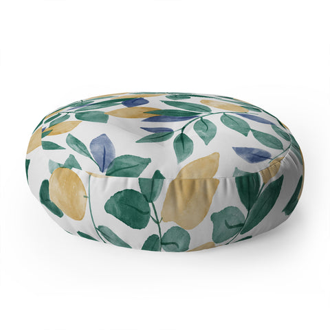 Emanuela Carratoni Spring Lemons Floor Pillow Round