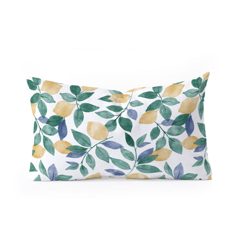 Emanuela Carratoni Spring Lemons Oblong Throw Pillow