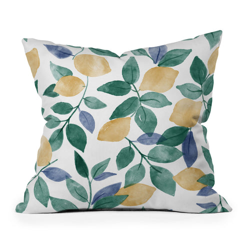 Emanuela Carratoni Spring Lemons Outdoor Throw Pillow