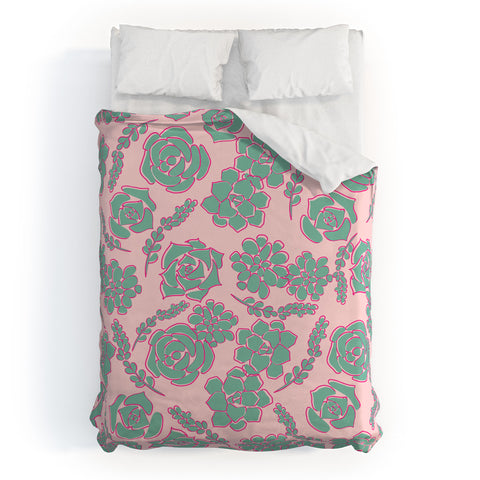Emanuela Carratoni Succulent Pattern Duvet Cover