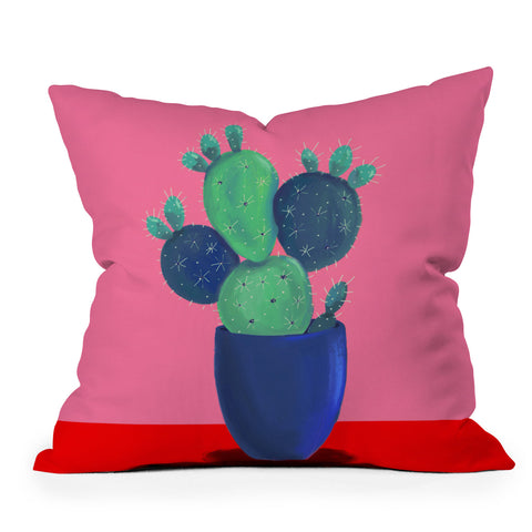 Emanuela Carratoni Summer Cactus Outdoor Throw Pillow