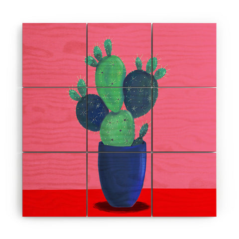Emanuela Carratoni Summer Cactus Wood Wall Mural
