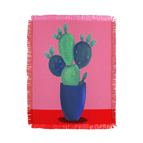 Emanuela Carratoni Summer Cactus Throw Blanket