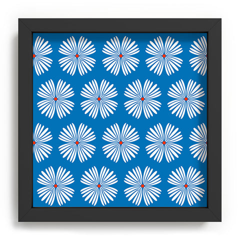 Emanuela Carratoni Summer Flowers on Blue Recessed Framing Square