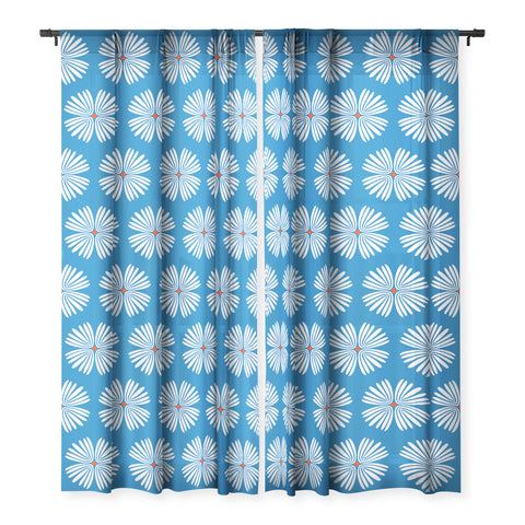 Emanuela Carratoni Summer Flowers on Blue Sheer Non Repeat