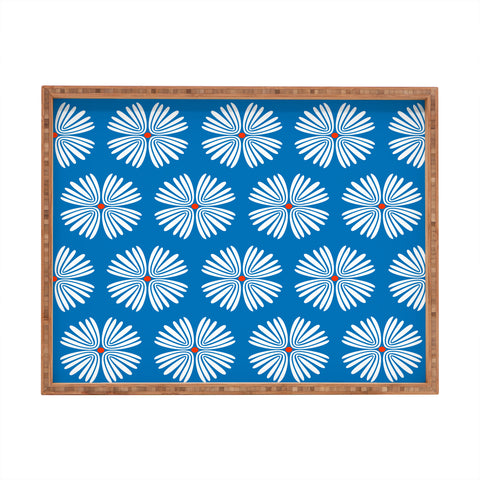 Emanuela Carratoni Summer Flowers on Blue Rectangular Tray