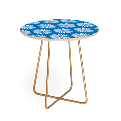 Emanuela Carratoni Summer Flowers on Blue Round Side Table