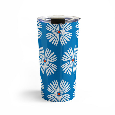 Emanuela Carratoni Summer Flowers on Blue Travel Mug
