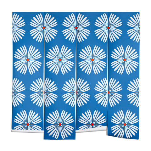 Emanuela Carratoni Summer Flowers on Blue Wall Mural