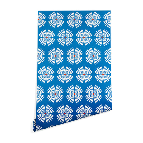 Emanuela Carratoni Summer Flowers on Blue Wallpaper