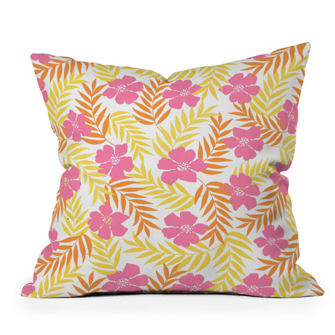 Emanuela Carratoni Summer Pink Flowers Outdoor Throw Pillow