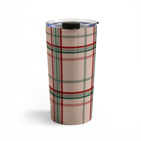 Emanuela Carratoni Tartan Theme on Pink Travel Mug