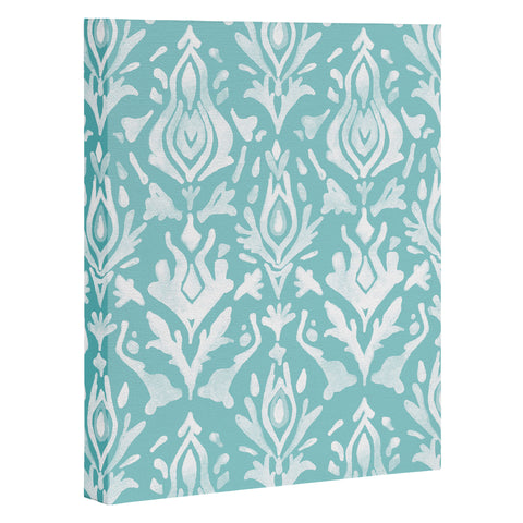 Emanuela Carratoni Teal Ikat Art Canvas