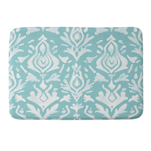 Emanuela Carratoni Teal Ikat Memory Foam Bath Mat
