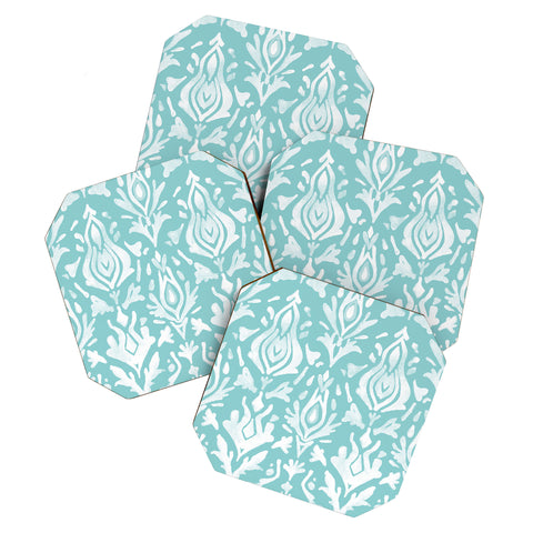 Emanuela Carratoni Teal Ikat Coaster Set