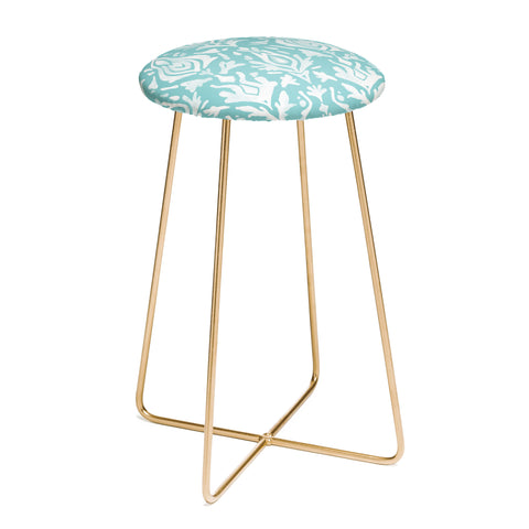 Emanuela Carratoni Teal Ikat Counter Stool