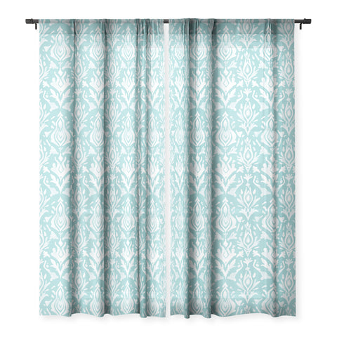 Emanuela Carratoni Teal Ikat Sheer Window Curtain