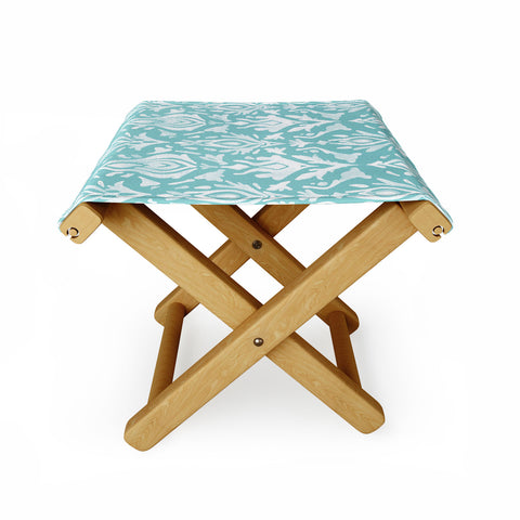 Emanuela Carratoni Teal Ikat Folding Stool