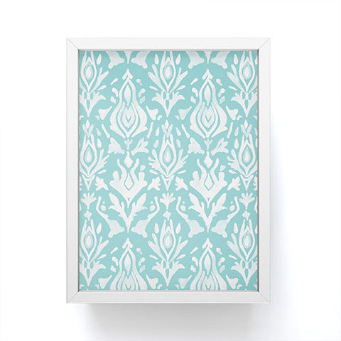 Emanuela Carratoni Teal Ikat Framed Mini Art Print