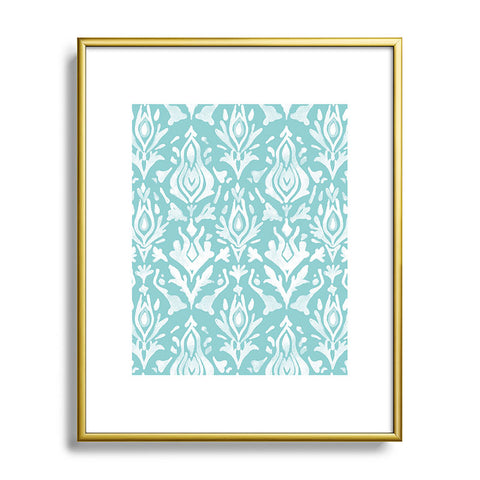 Emanuela Carratoni Teal Ikat Metal Framed Art Print