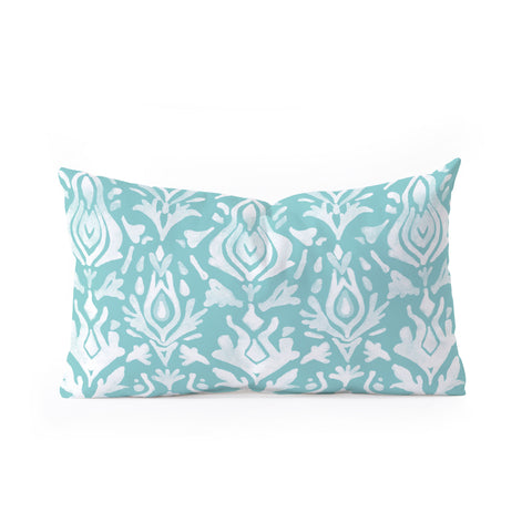 Emanuela Carratoni Teal Ikat Oblong Throw Pillow