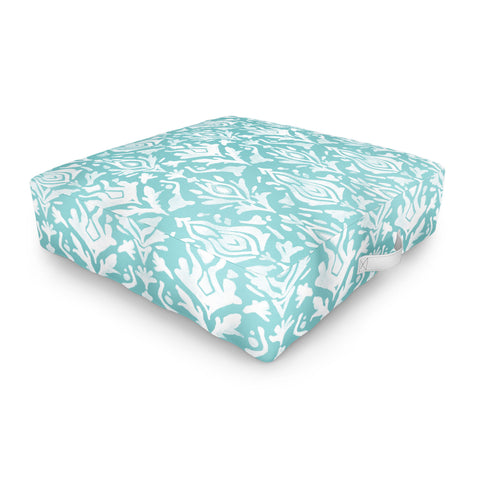 Emanuela Carratoni Teal Ikat Outdoor Floor Cushion