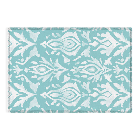 Emanuela Carratoni Teal Ikat Outdoor Rug