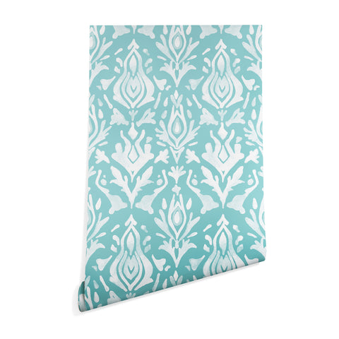 Emanuela Carratoni Teal Ikat Wallpaper