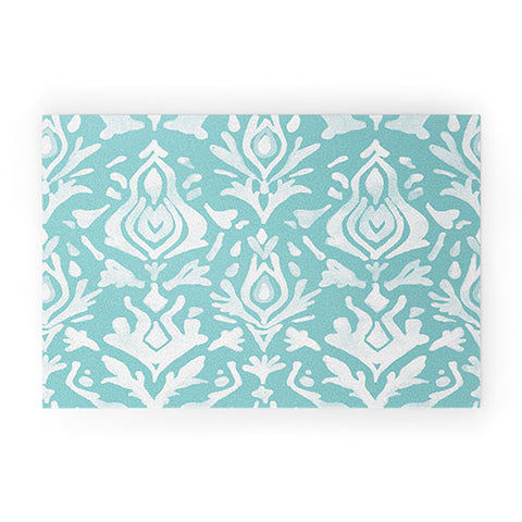 Emanuela Carratoni Teal Ikat Welcome Mat