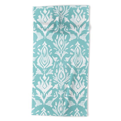 Emanuela Carratoni Teal Ikat Beach Towel