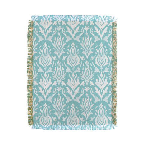 Emanuela Carratoni Teal Ikat Throw Blanket