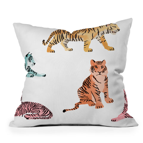 Emanuela Carratoni Tiger Art Theme Outdoor Throw Pillow