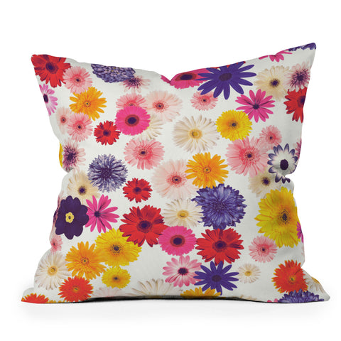 Emanuela Carratoni Very Peri Colorful Flowers Outdoor Throw Pillow