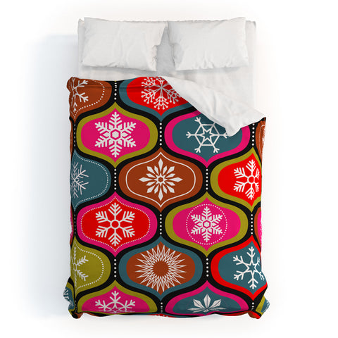 Emanuela Carratoni Vintage Christmas Geometry Duvet Cover