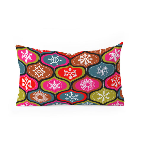 Emanuela Carratoni Vintage Christmas Geometry Oblong Throw Pillow