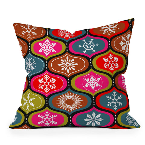 Emanuela Carratoni Vintage Christmas Geometry Throw Pillow