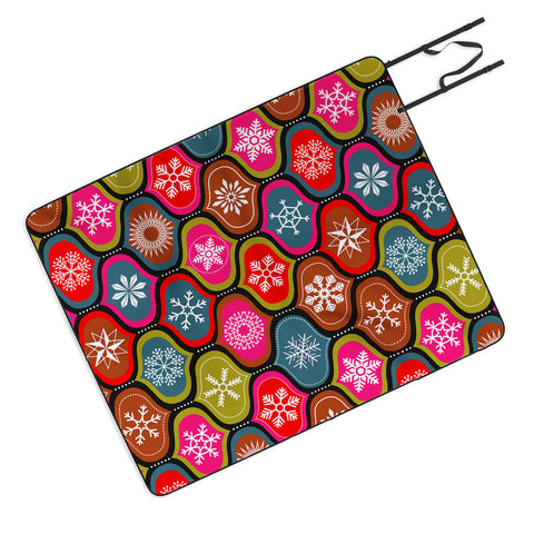 Emanuela Carratoni Vintage Christmas Geometry Picnic Blanket