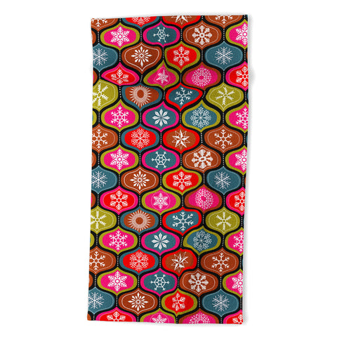 Emanuela Carratoni Vintage Christmas Geometry Beach Towel