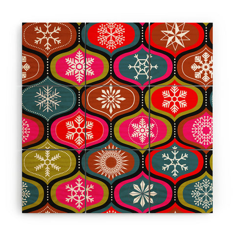 Emanuela Carratoni Vintage Christmas Geometry Wood Wall Mural