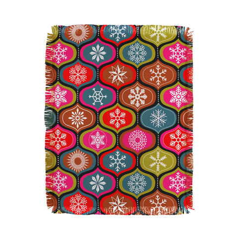 Emanuela Carratoni Vintage Christmas Geometry Throw Blanket