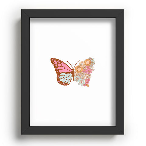 Emanuela Carratoni Vintage Floral Butterfly Recessed Framing Rectangle
