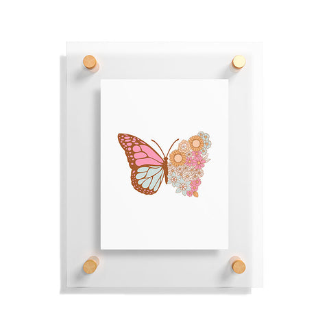 Emanuela Carratoni Vintage Floral Butterfly Floating Acrylic Print