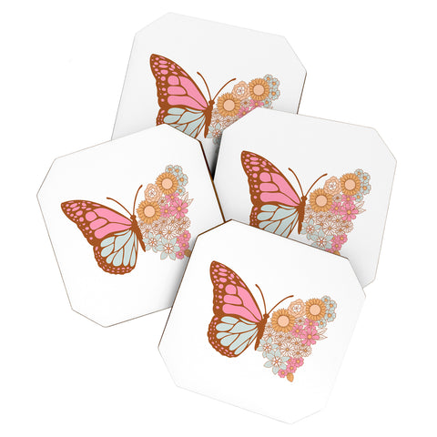 Emanuela Carratoni Vintage Floral Butterfly Coaster Set