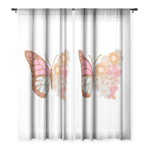 Emanuela Carratoni Vintage Floral Butterfly Sheer Non Repeat