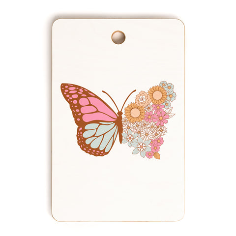 Emanuela Carratoni Vintage Floral Butterfly Cutting Board Rectangle