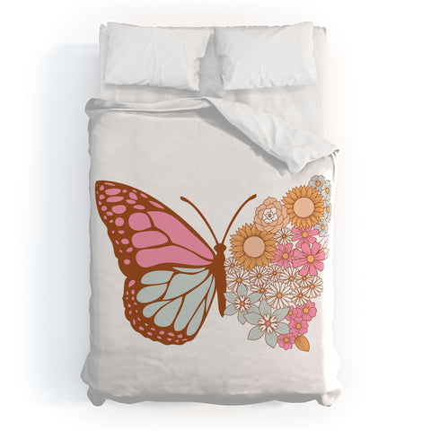Emanuela Carratoni Vintage Floral Butterfly Duvet Cover
