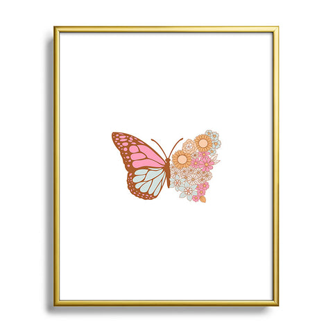 Emanuela Carratoni Vintage Floral Butterfly Metal Framed Art Print