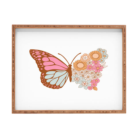 Emanuela Carratoni Vintage Floral Butterfly Rectangular Tray
