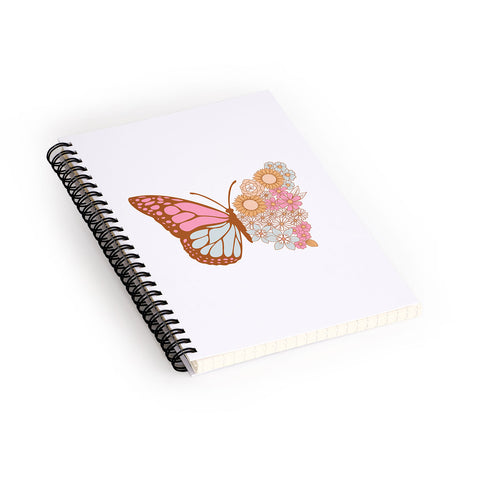 Emanuela Carratoni Vintage Floral Butterfly Spiral Notebook