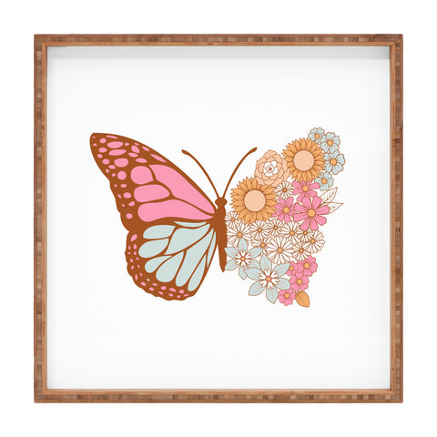 Emanuela Carratoni Vintage Floral Butterfly Square Tray
